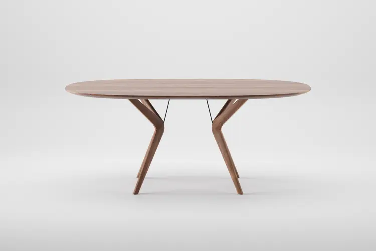 Stůl Lakri Oval designový oválný jídelní stůl s ikonickou šikmou podnoží