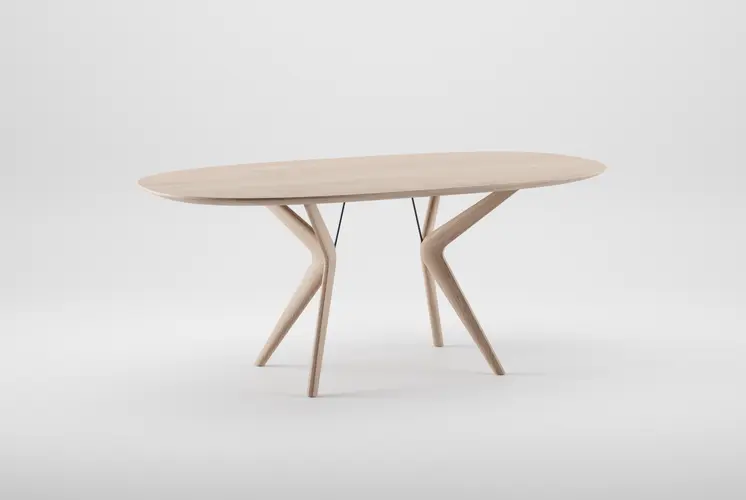 Stůl Lakri Oval designový oválný jídelní stůl s ikonickou šikmou podnoží