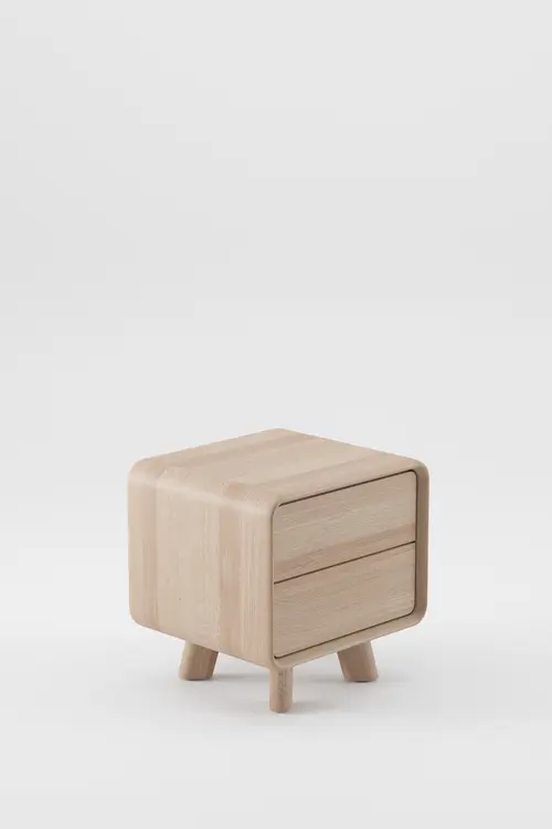 Noční stolek Neva dřevěný noční stolek se zaoblenými hranami