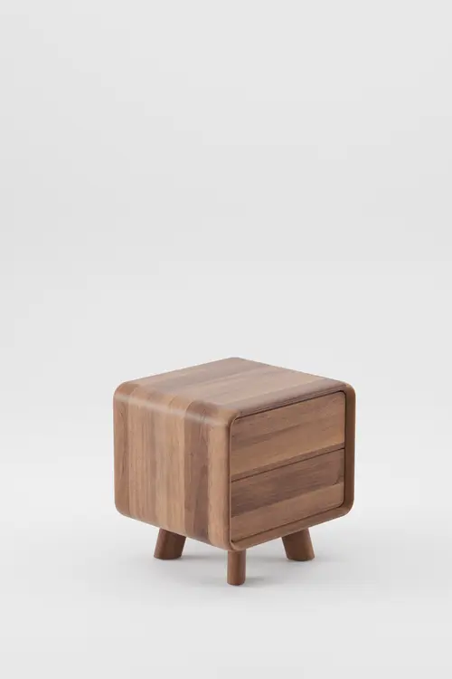 Noční stolek Neva dřevěný noční stolek se zaoblenými hranami