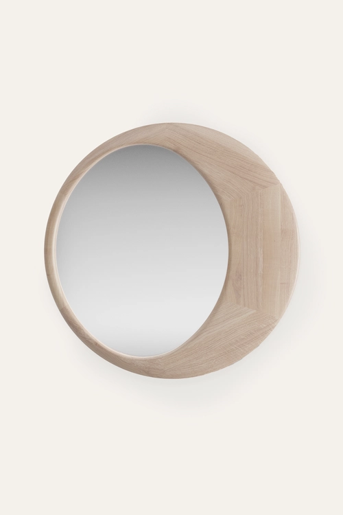 Zrcadlo Lana kulaté designové zrcadlo s dřevěným rámem