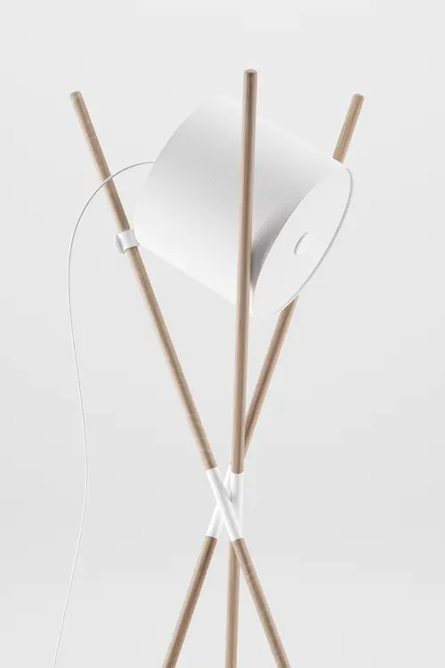 Lampa Shift dřevěná stojací lampa s otočným stínidlem