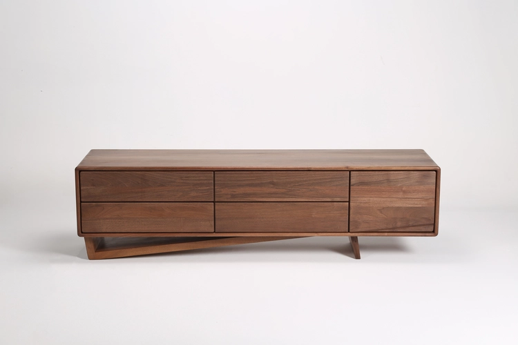 TV stolek Linea designový TV lowboard z masivního dřeva