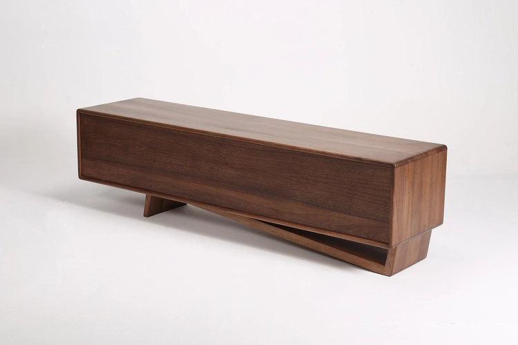 TV stolek Linea designový TV lowboard z masivního dřeva