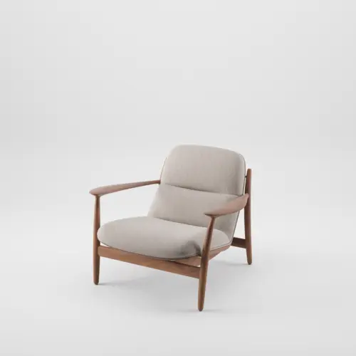 Křeslo Nila Lounge Trimmed designové čalouněné křeslo z masivu s područkami