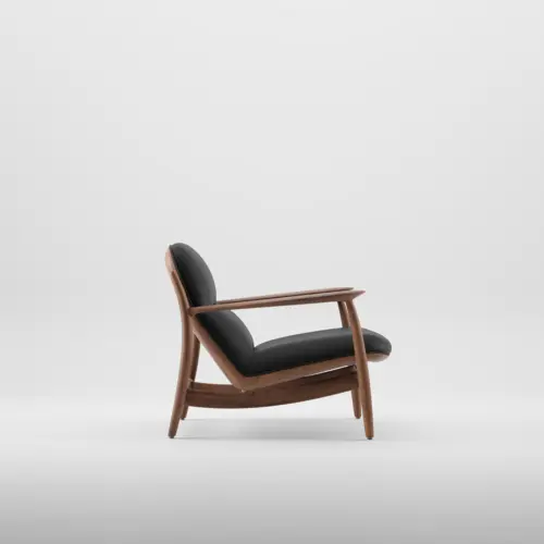 Křeslo Nila Lounge Trimmed designové čalouněné křeslo z masivu s područkami