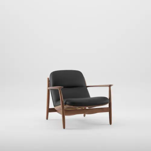 Křeslo Nila Lounge Trimmed designové čalouněné křeslo z masivu s područkami