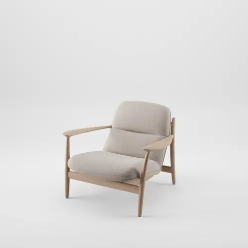 Křeslo Nila Lounge Trimmed designové čalouněné křeslo z masivu s područkami