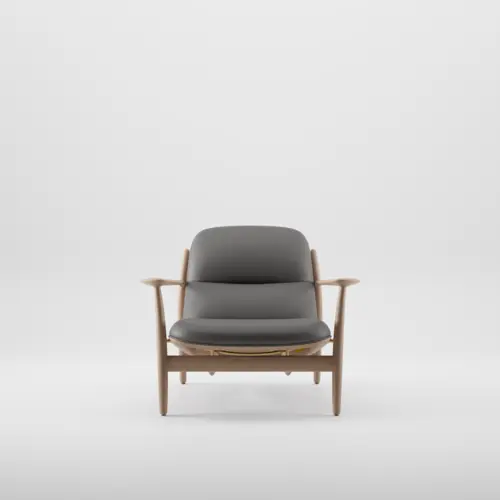 Křeslo Nila Lounge Trimmed designové čalouněné křeslo z masivu s područkami