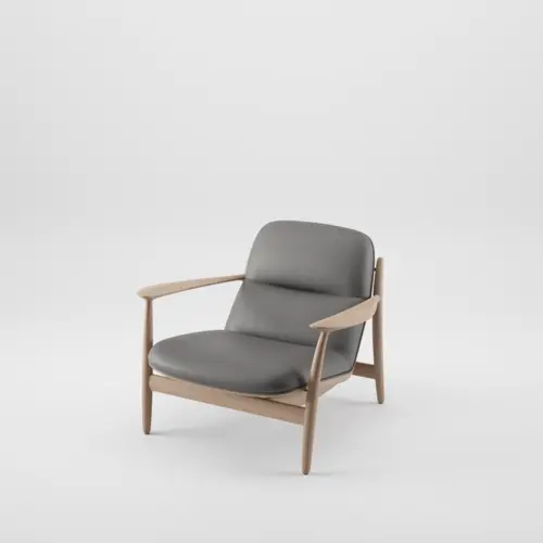 Křeslo Nila Lounge Trimmed designové čalouněné křeslo z masivu s područkami