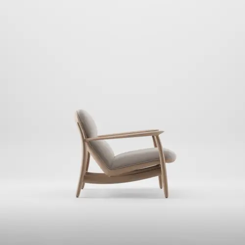 Křeslo Nila Lounge Trimmed designové čalouněné křeslo z masivu s područkami