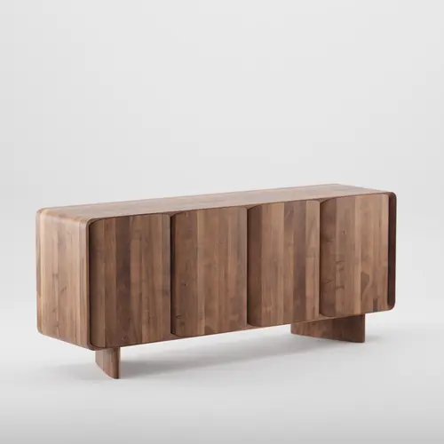 Komoda Bloop designová komoda z masivního dřeva se zaoblenými dvířky